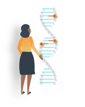 Person standing with DNA icon