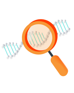 Magnifying glass with DNA icon